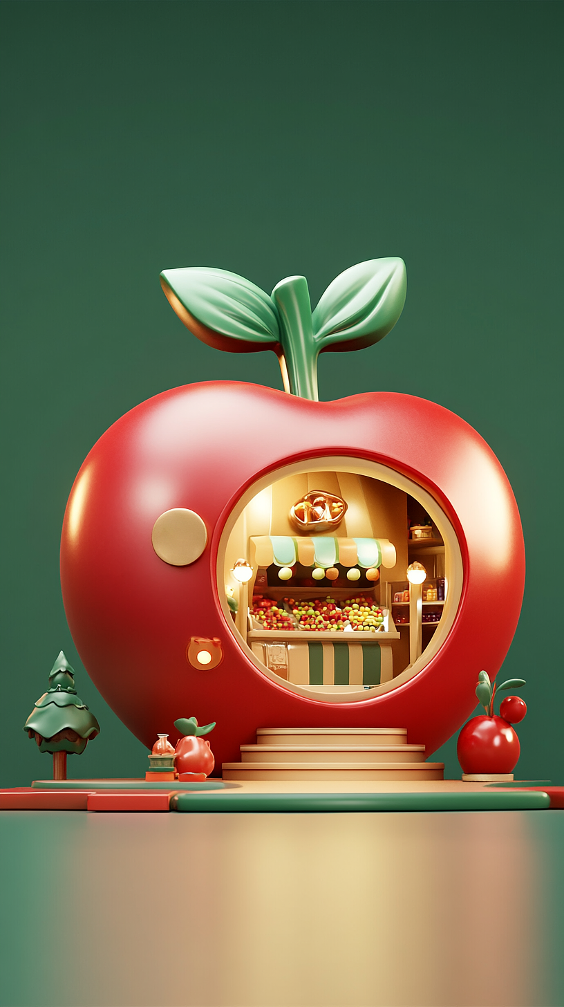 AI绘画——苹果店🍎（图ZMzgzMDM5OTEy） - 商业插画 - 站酷设计师人间欢喜客原创素材 - 站酷ZCOOL