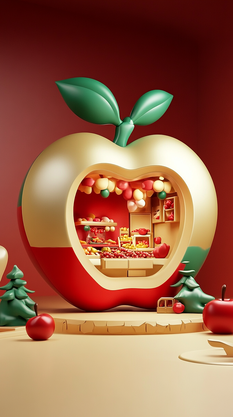 AI绘画——苹果店🍎（图ZMzgzMDM5OTI0） - 商业插画 - 站酷设计师人间欢喜客原创素材 - 站酷ZCOOL