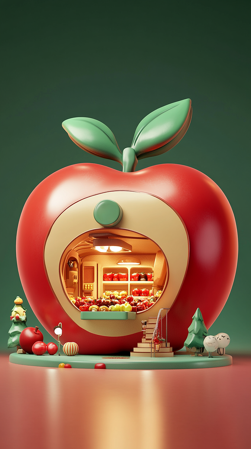 AI绘画——苹果店🍎（图ZMzgzMDM5OTQ4） - 商业插画 - 站酷设计师人间欢喜客原创素材 - 站酷ZCOOL