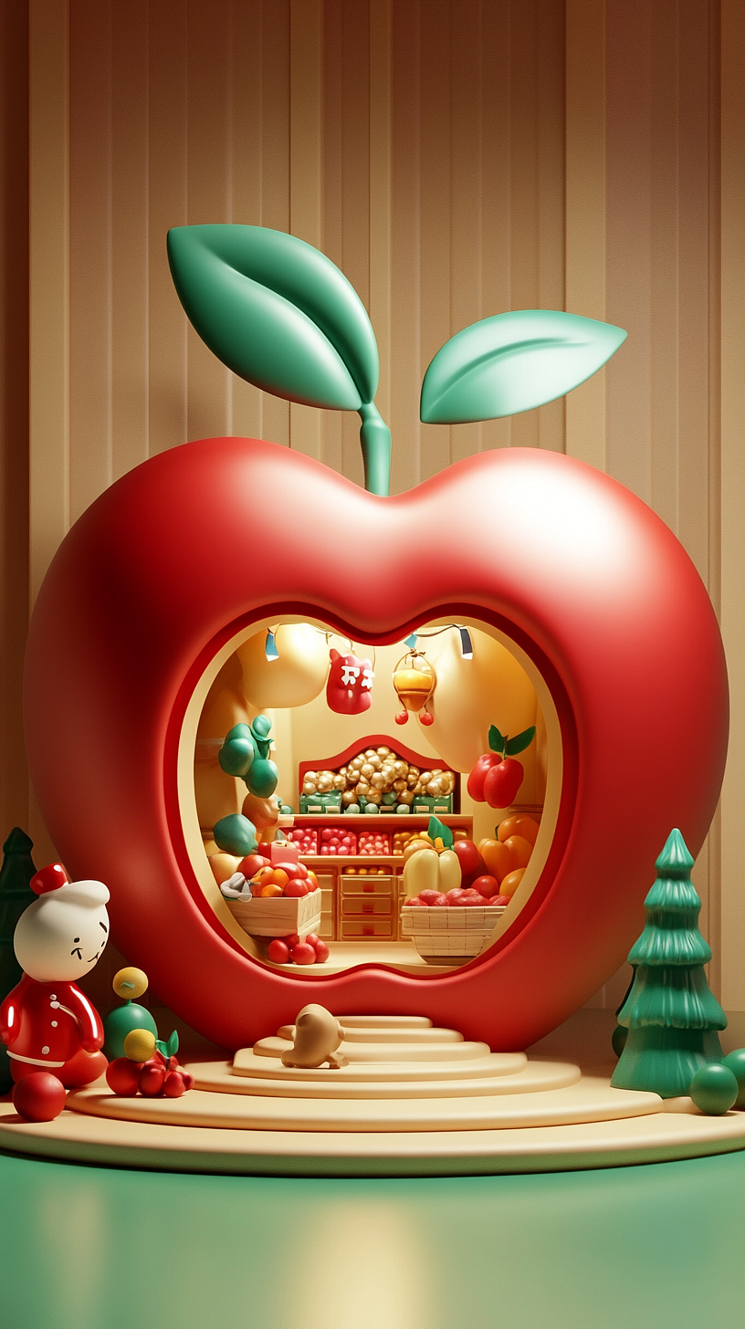 AI绘画——苹果店🍎（图ZMzgzMDM5OTMy） - 商业插画 - 站酷设计师人间欢喜客原创素材 - 站酷ZCOOL