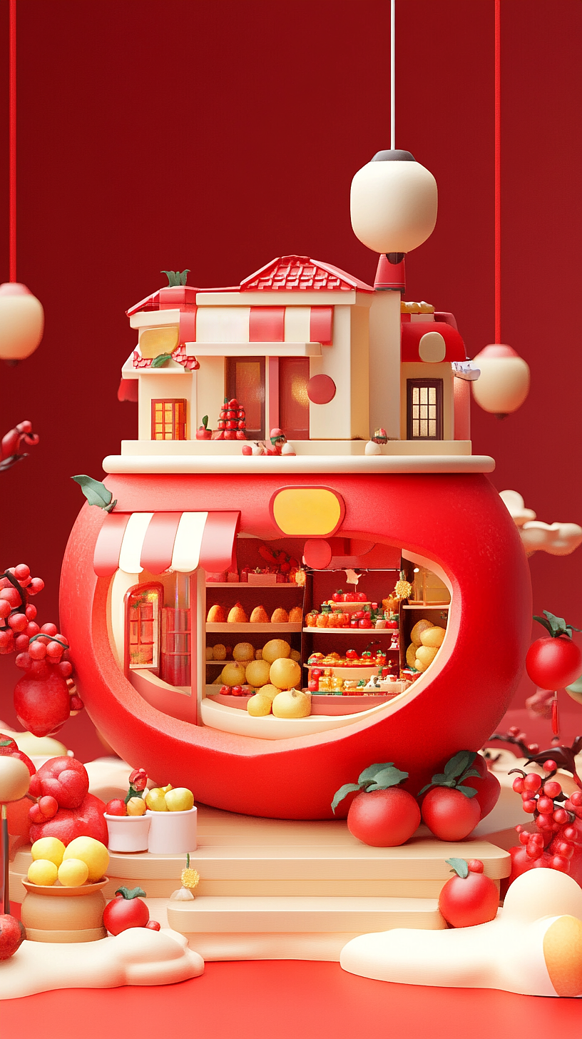 AI绘画——圣诞老人开的水果店（图ZMzgzMDQyMTMy） - 商业插画 - 站酷设计师人间欢喜客原创素材 - 站酷ZCOOL