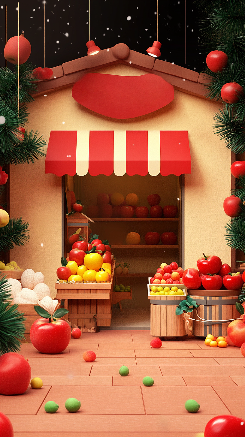 AI绘画——圣诞老人开的水果店（图ZMzgzMDQyMTc2） - 商业插画 - 站酷设计师人间欢喜客原创素材 - 站酷ZCOOL