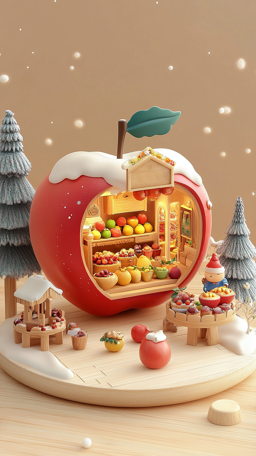 AI绘画——水果店创意苹果🍎（图ZMzgzMDQ5NzUy） - 商业插画 - 站酷设计师人间欢喜客原创素材 - 站酷ZCOOL