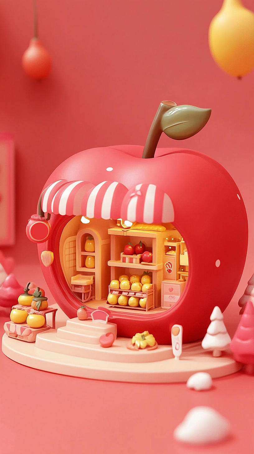AI绘画——水果店创意苹果🍎（图ZMzgzMDQ5NzYw） - 商业插画 - 站酷设计师人间欢喜客原创素材 - 站酷ZCOOL