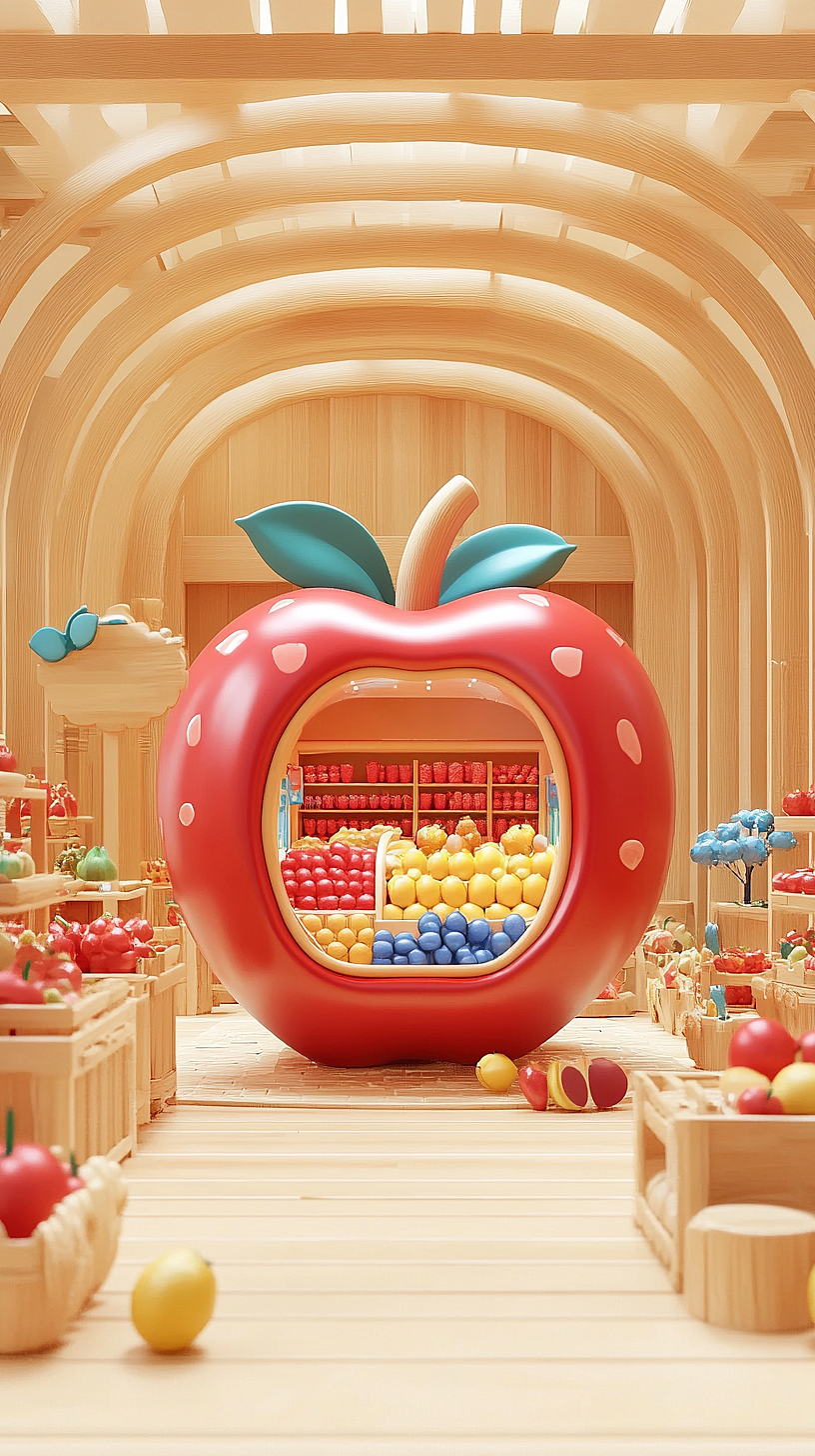 AI绘画——水果店创意苹果🍎（图ZMzgzMDQ5NzY4） - 商业插画 - 站酷设计师人间欢喜客原创素材 - 站酷ZCOOL