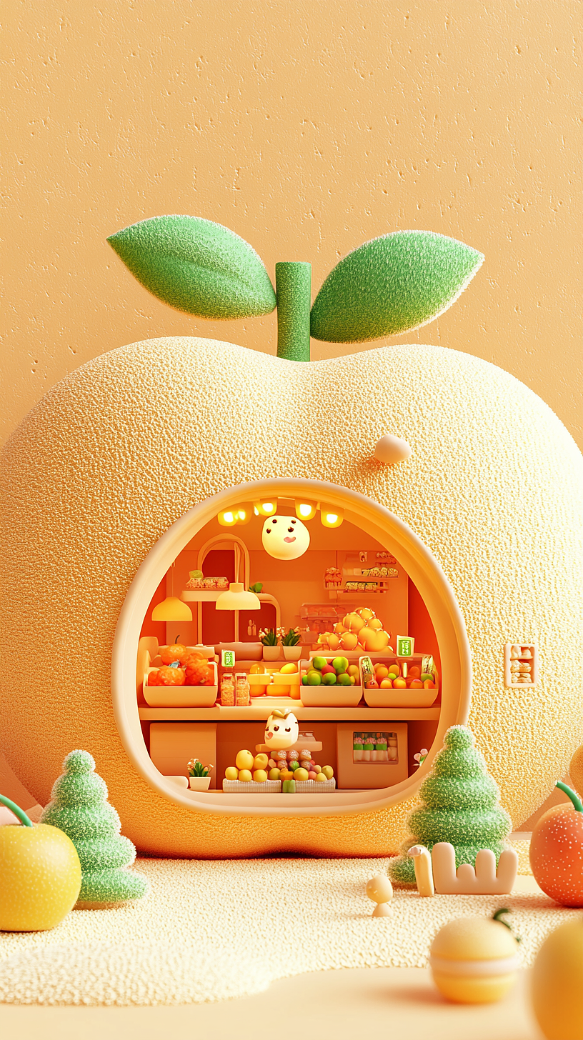 AI绘画——水果店创意苹果🍎（图ZMzgzMDQ5ODA0） - 商业插画 - 站酷设计师人间欢喜客原创素材 - 站酷ZCOOL