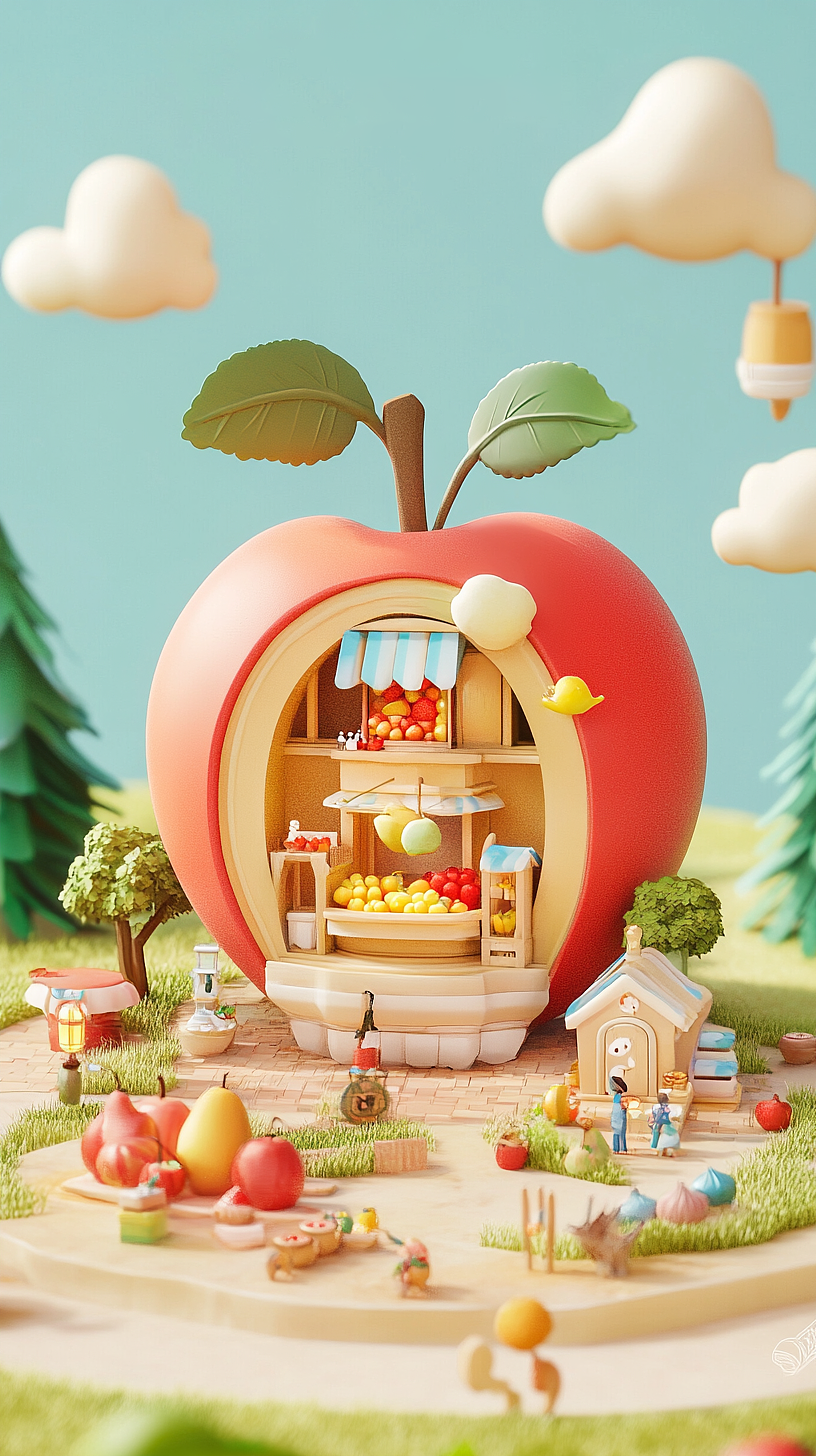 AI绘画——水果店创意苹果🍎