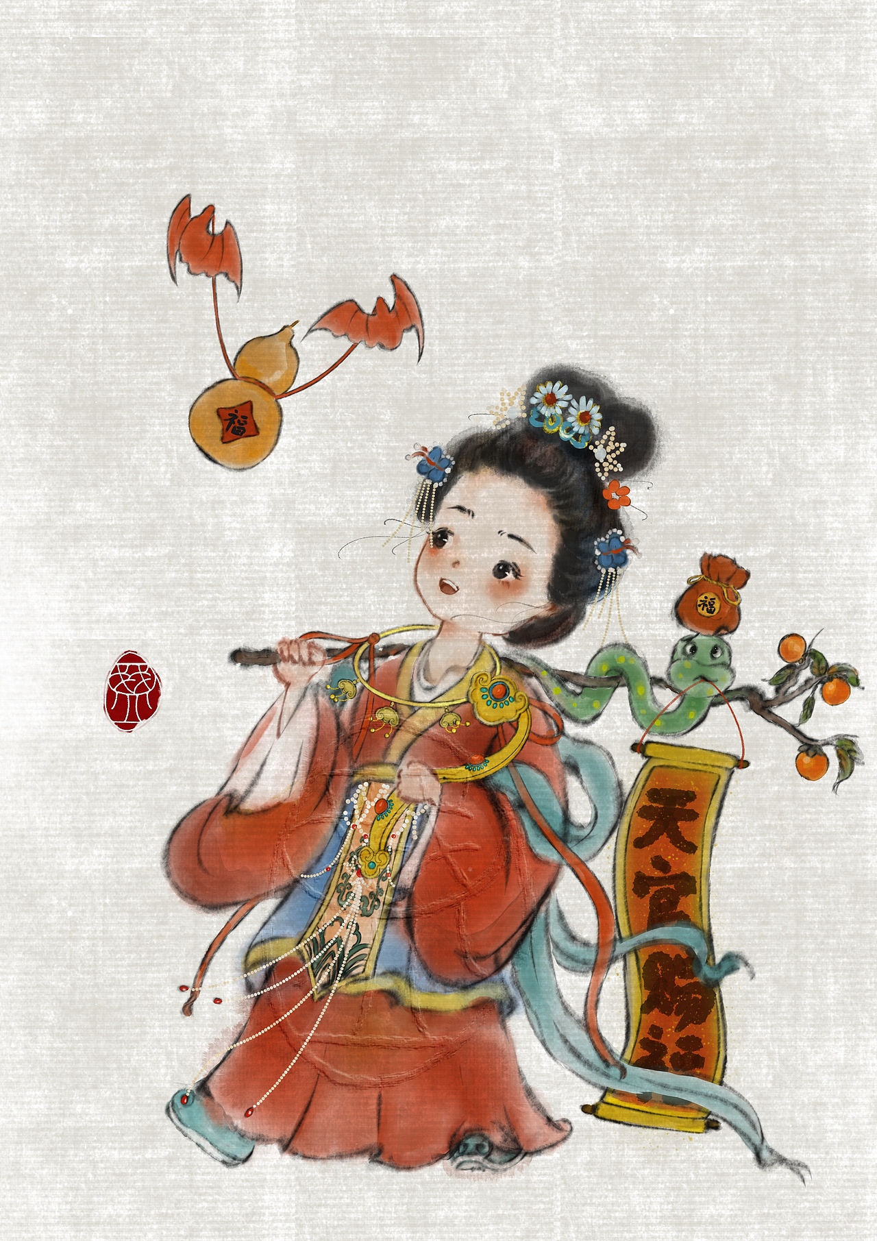 福禄寿喜财系列｜福神（图ZMzgzMDY4MDY4） - 宣传物料 - 站酷设计师画画的一盏原创素材 - 站酷ZCOOL