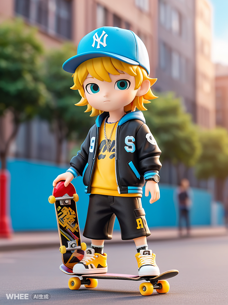潮流滑板少年