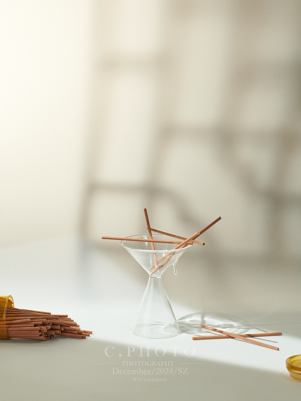 深圳产品摄影美食摄影线香拍摄线香支架玻璃杯拍摄