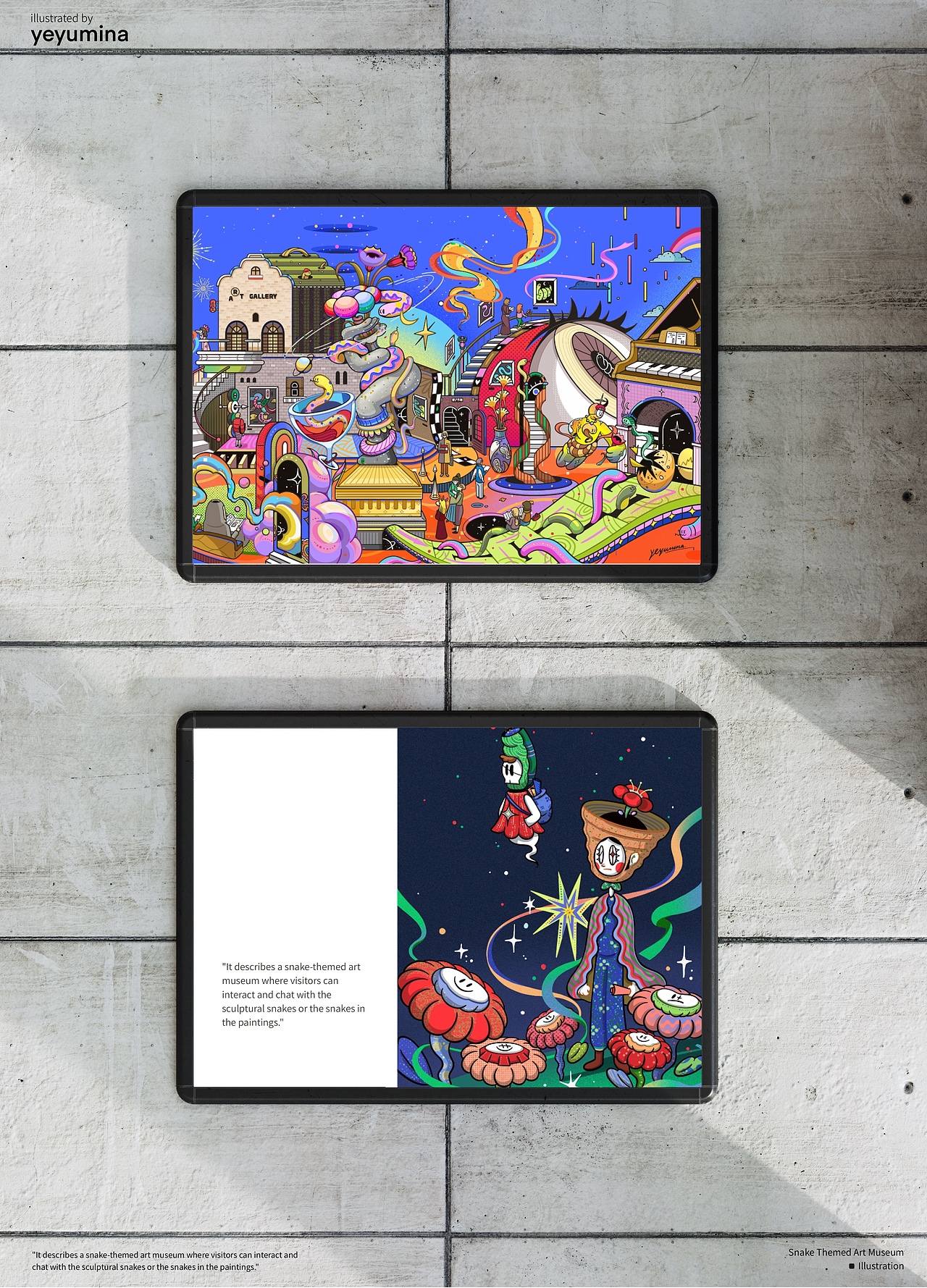 蛇主体艺术展览馆潮流插画（图ZMzgzMTU4NDAw） - 新锐潮流插画 - 站酷设计师夜鱼美娜yeyumina原创素材 - 站酷ZCOOL