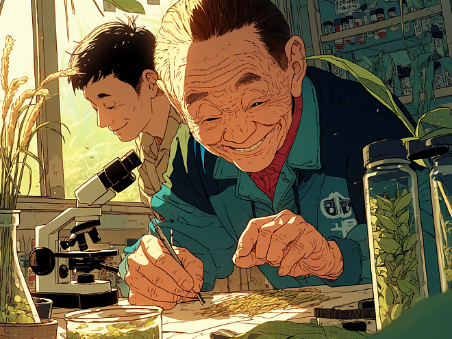 AIGC案例:《袁隆平》系列艺术插画