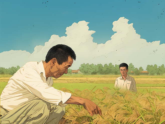 AIGC案例:《袁隆平》系列艺术插画