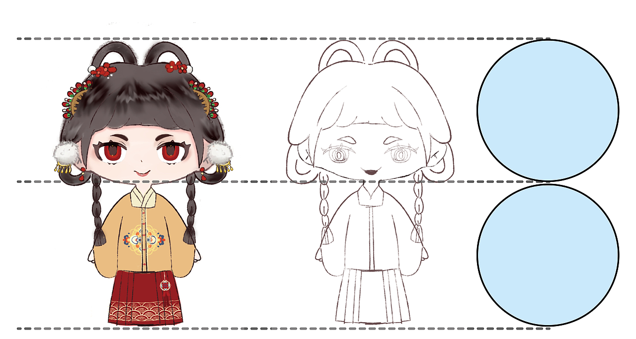 汉服q版插画练习|照片转人物