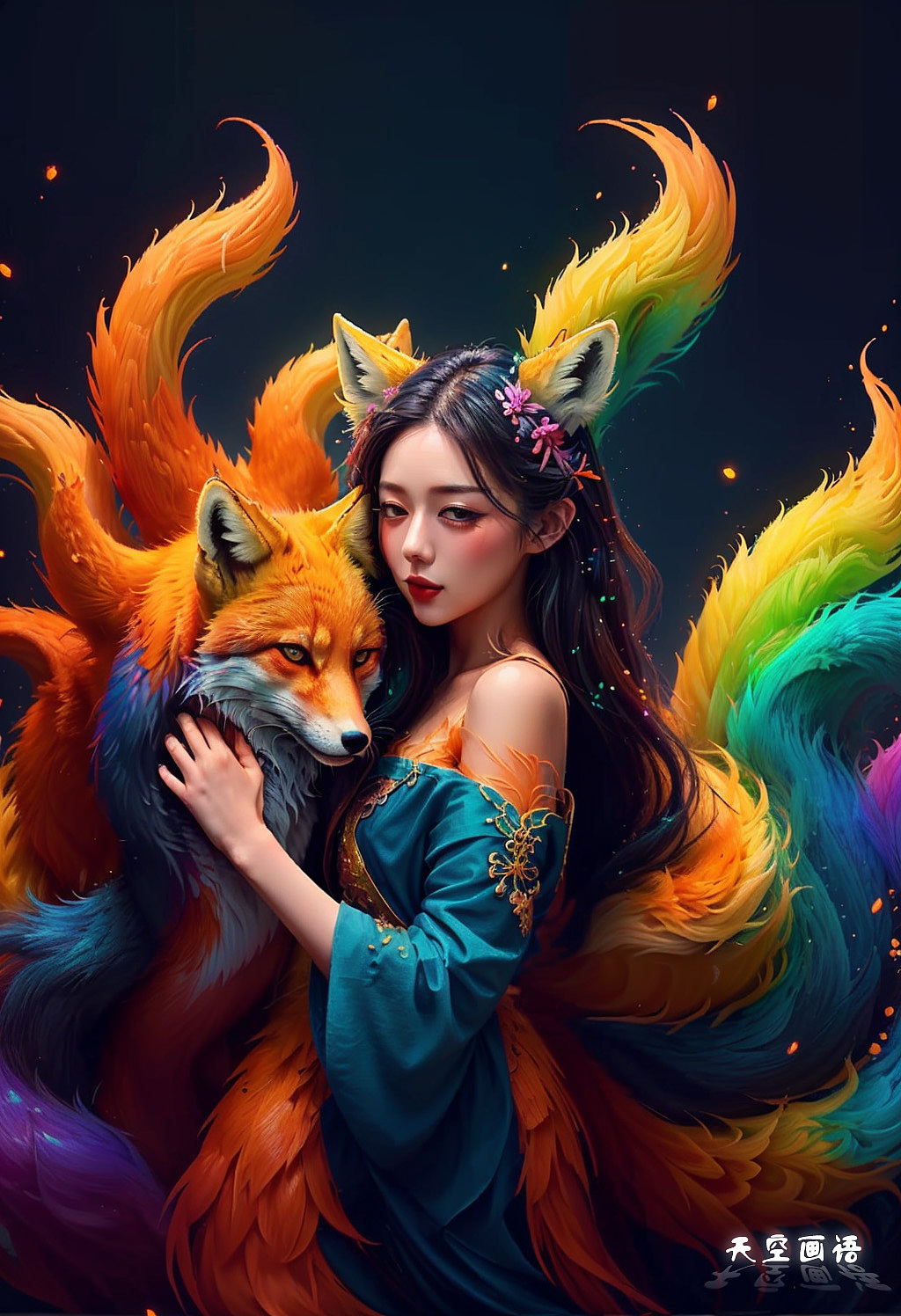 色彩艺术 狐魅（图ZMzgzMjI3MTg4） - AI作品 - 站酷设计师SkyAI绘宙原创素材 - 站酷ZCOOL