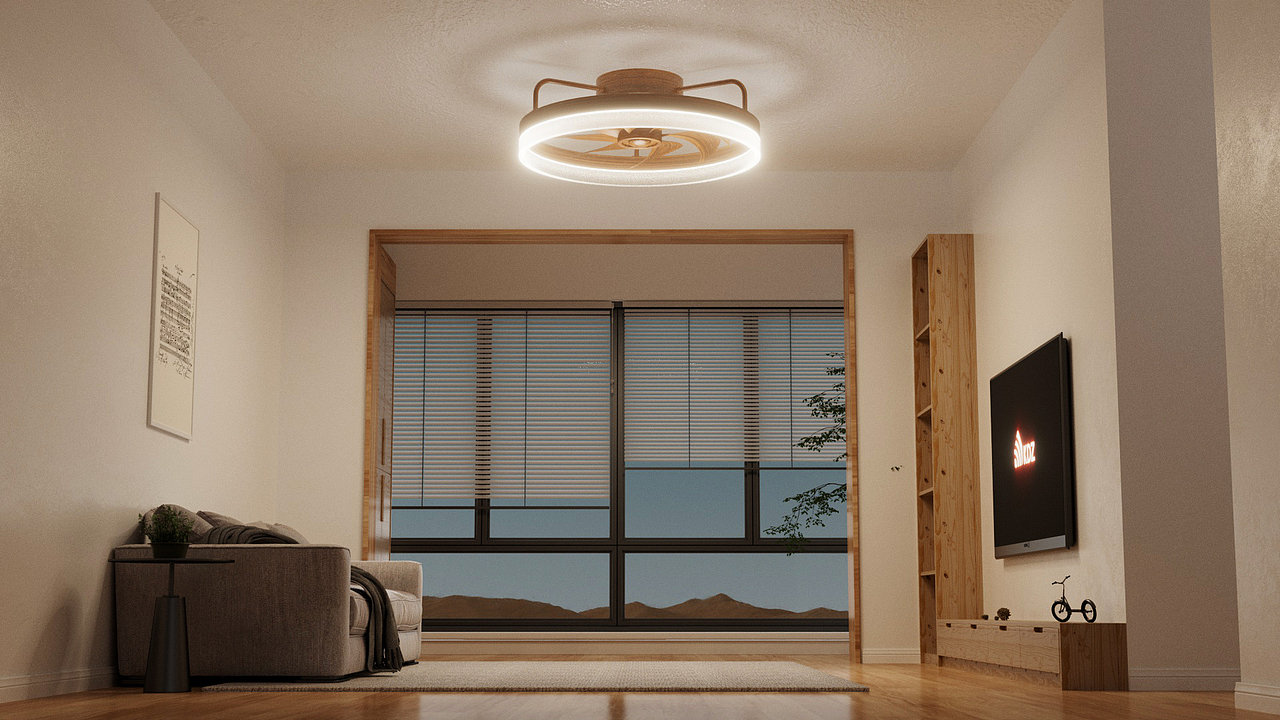 亚马逊-风扇吊灯动画-C4D建模 OC渲染