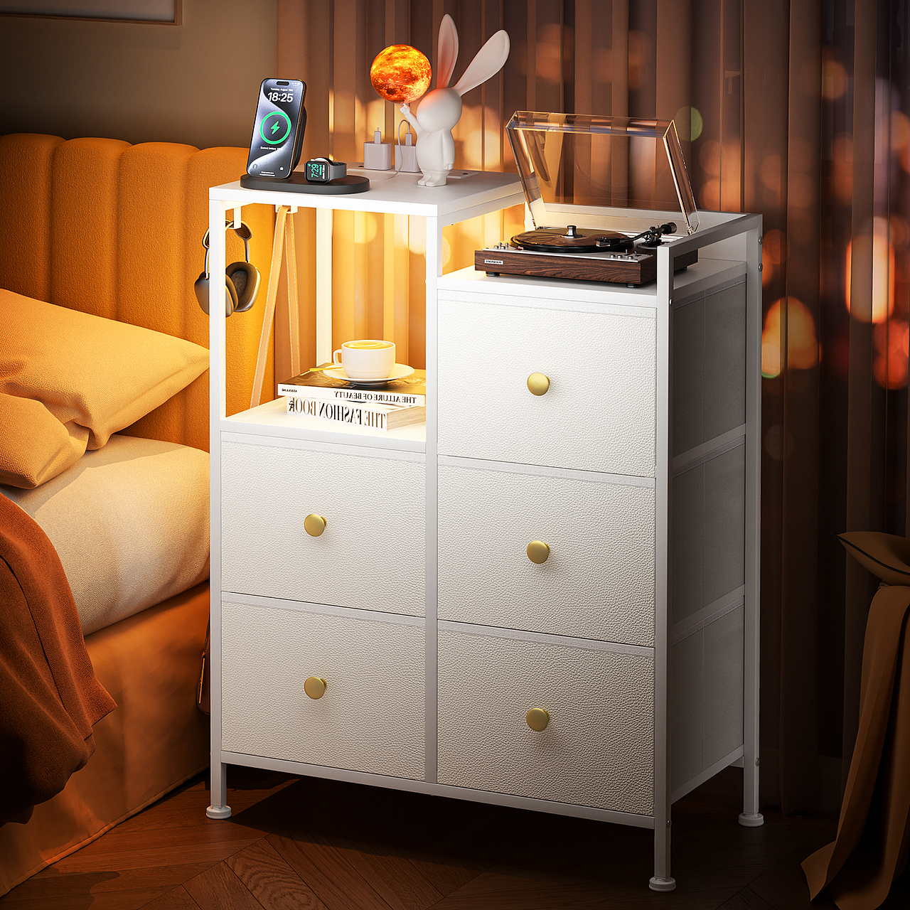 白色抽屉柜 2 层搁板