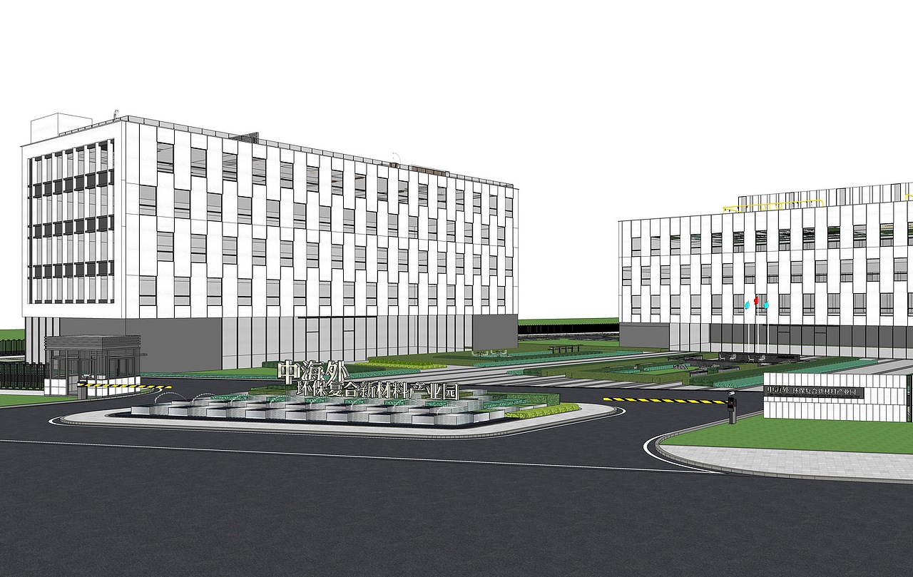 中海外环保复合新材料产业园SU模型下载