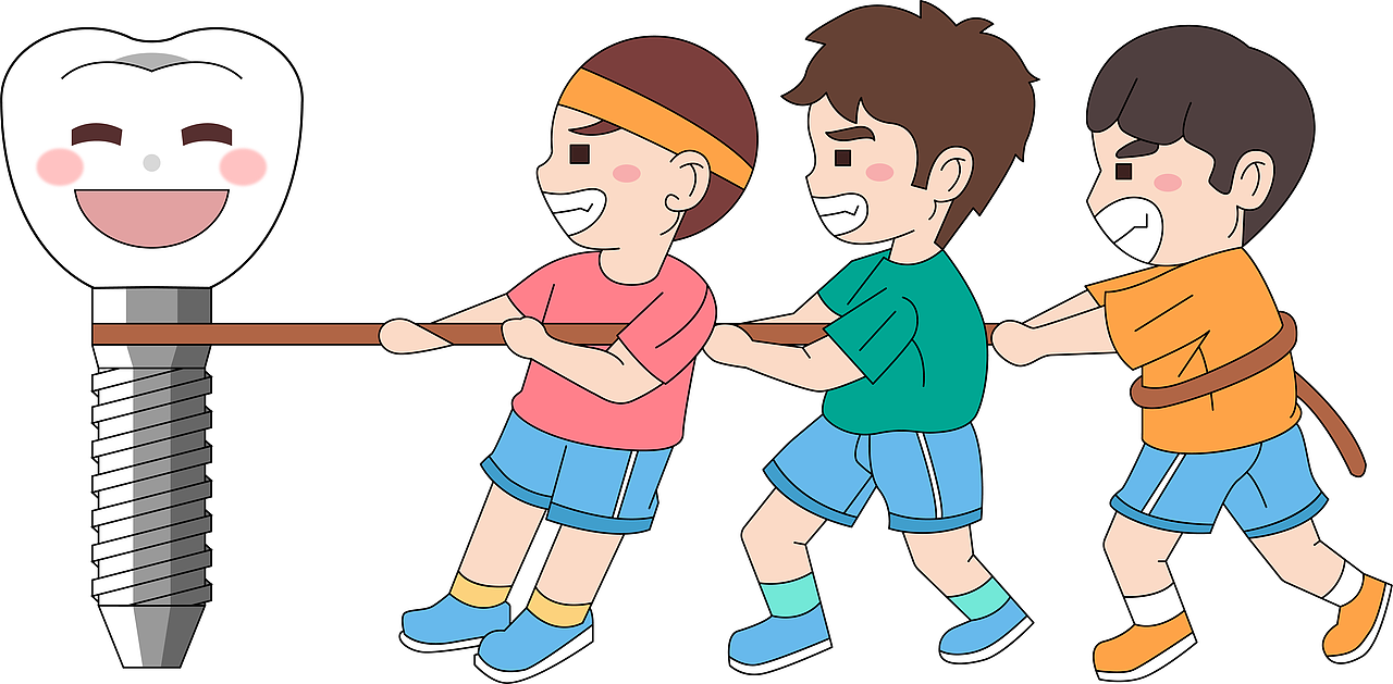 口腔医疗插画 种植牙 拔河（注释）（图ZMzgzMjg0Nzg4） - 商业插画 - 站酷设计师想想都开心原创素材 - 站酷ZCOOL