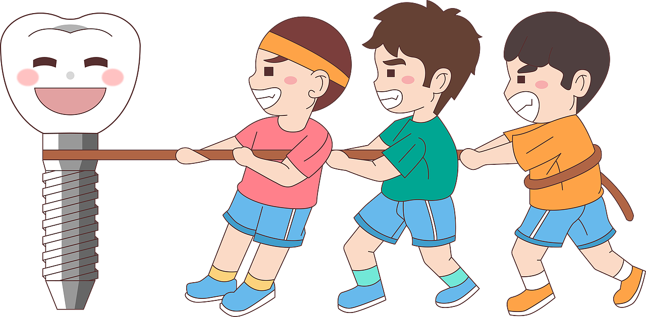 口腔医疗插画 种植牙 拔河（注释）（图ZMzgzMjg0ODAw） - 商业插画 - 站酷设计师想想都开心原创素材 - 站酷ZCOOL
