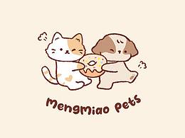 宠物零食 mengmiao pets Logo手绘