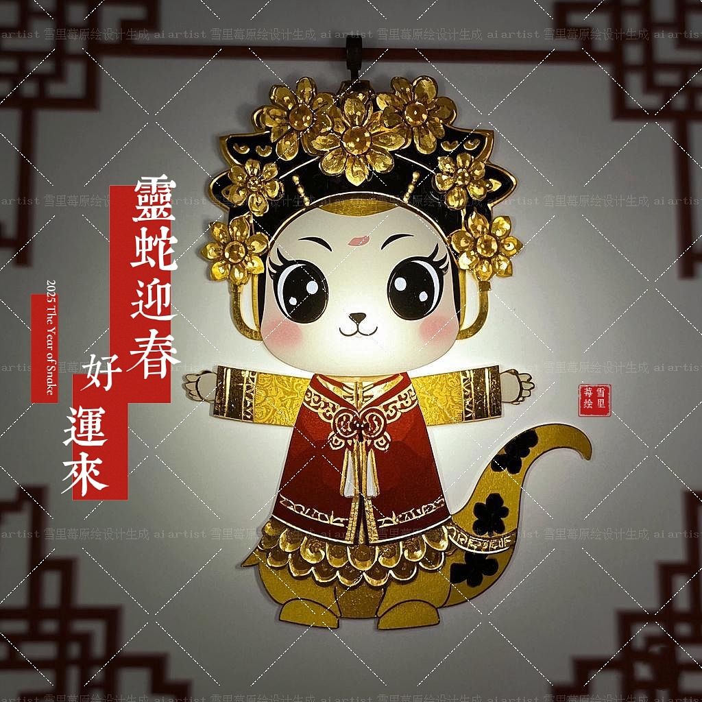 2025蛇年新春贴纸插画图案设计aigc原绘组图篇（图ZMzgzMzEwMjg0） - AI作品 - 站酷设计师雪里莓工作室原创素材 - 站酷ZCOOL