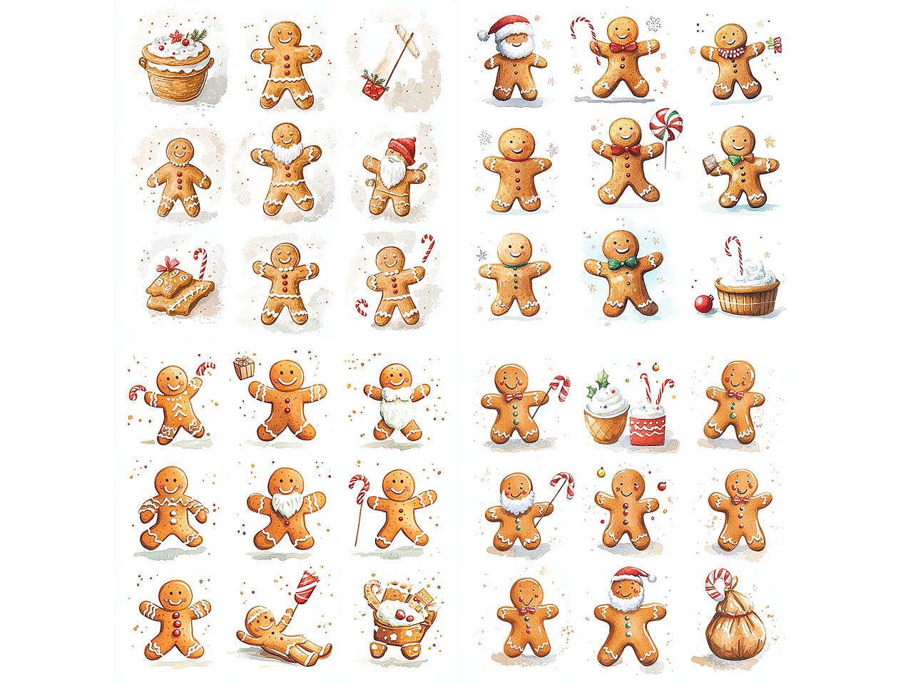 水彩圣诞小图标-姜饼人