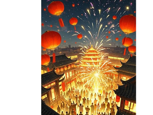 过年插画热闹01