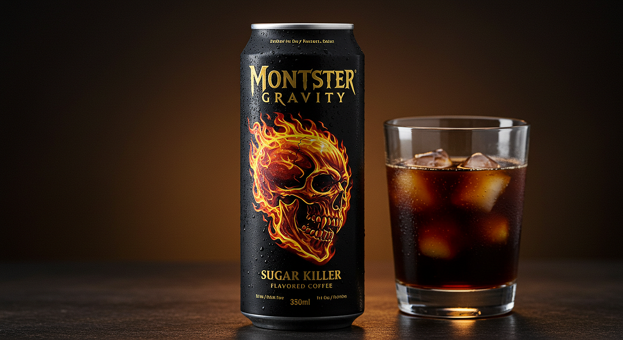 怪物引力骷髅咖啡，易拉罐即饮美式咖啡（图ZMzgzMzUxMTAw） - 包装 - 站酷设计师怪物引力原创素材 - 站酷ZCOOL