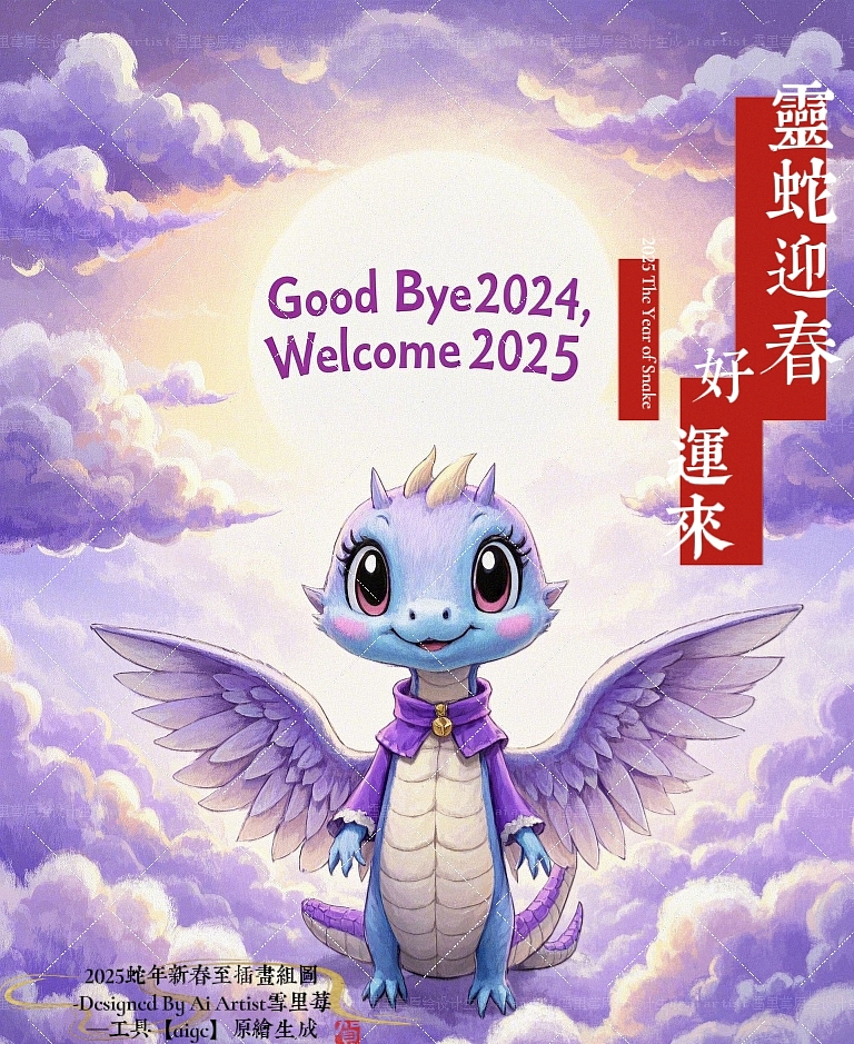 2025蛇年大吉-(新年主题贴纸）祝大家元旦快乐！（图ZMzgzMzU3ODE2） - AI作品 - 站酷设计师雪里莓工作室原创素材 - 站酷ZCOOL