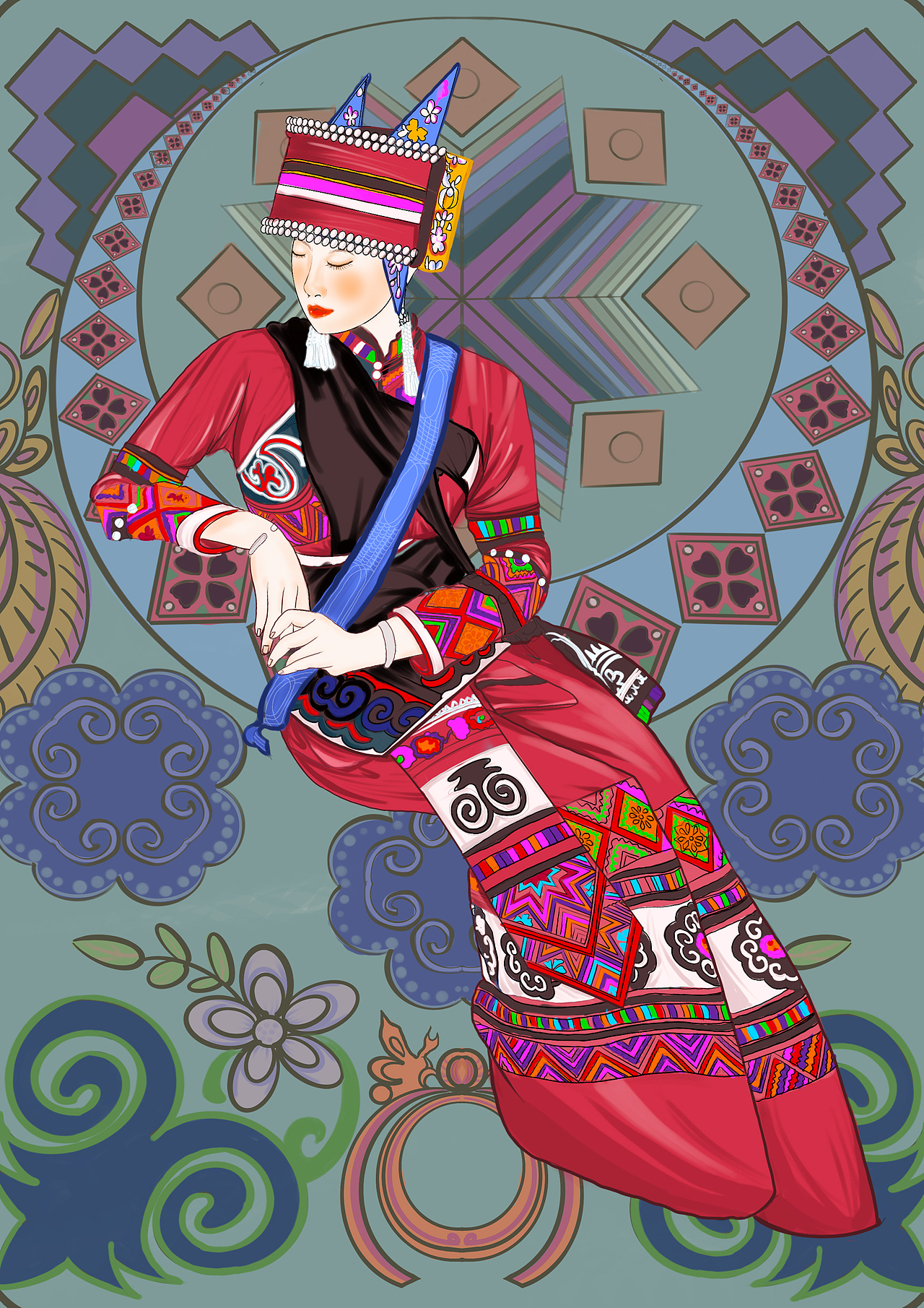 石林彝族（图ZMzgzMzc2MjY0） - 艺术插画 - 站酷设计师Z47035270原创素材 - 站酷ZCOOL