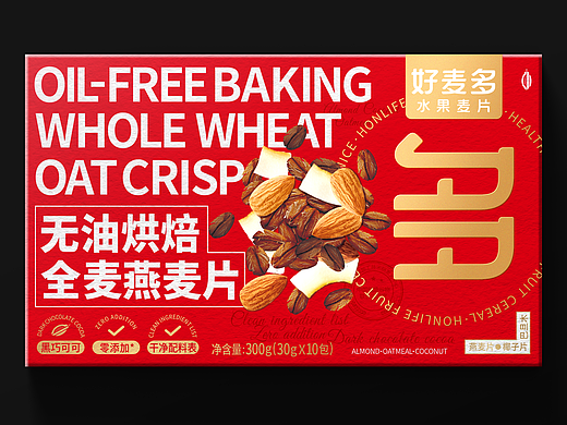 好麦多-无油烘焙全麦燕麦片-麦片包装