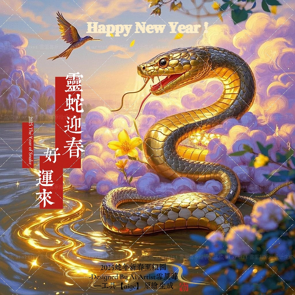 2025蛇年新春至设计组图-新年主题贴纸插画图案（图ZMzgzNDA4MTMy） - AI作品 - 站酷设计师雪里莓工作室原创素材 - 站酷ZCOOL