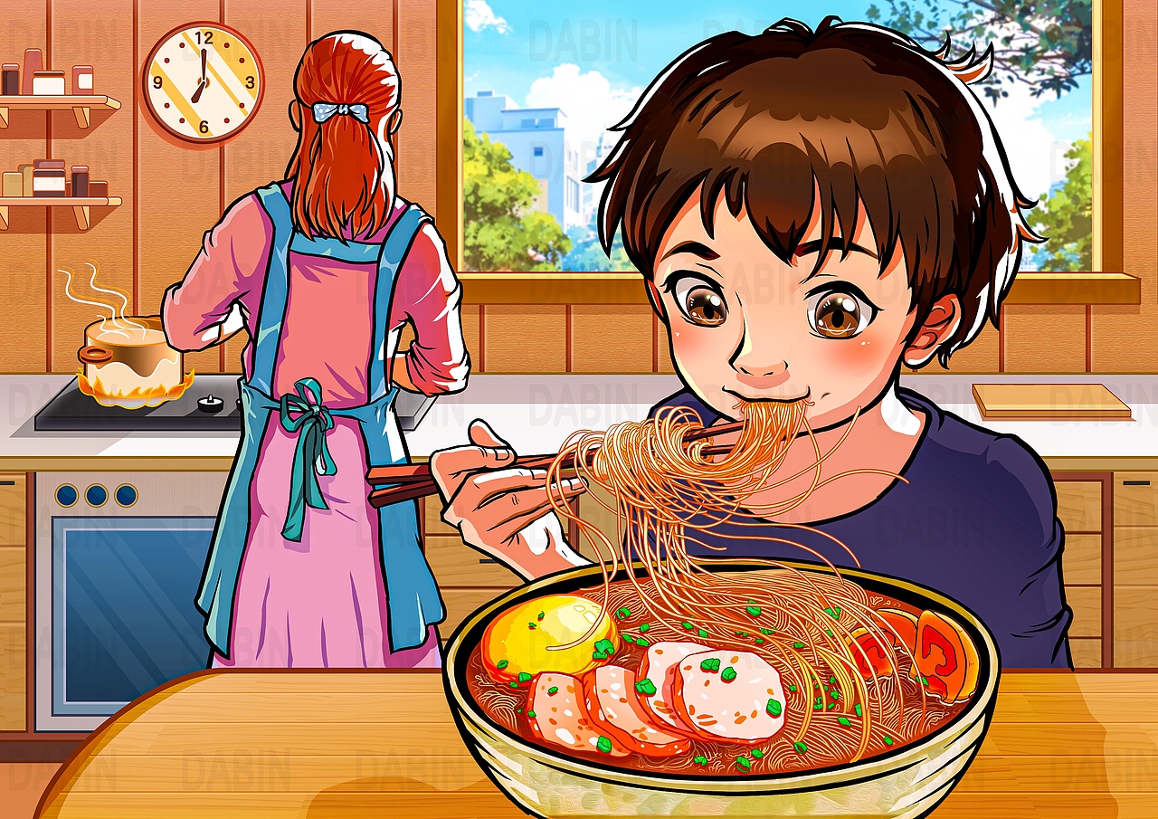 你餓了嗎，煮碗面給你吃（圖ZMzgzNDMyODg0） - 商業(yè)插畫 - 站酷設(shè)計師廢畫Dabin原創(chuàng)素材 - 站酷ZCOOL