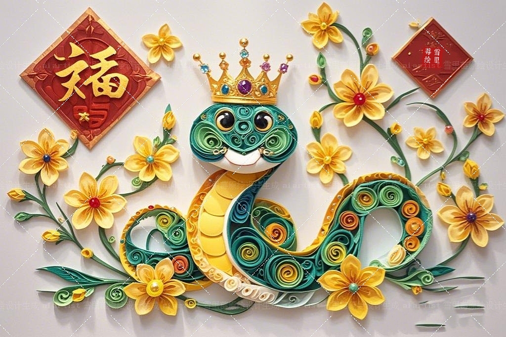 2025蛇年新春至新年主题贴纸场景设计(ai衍纸)