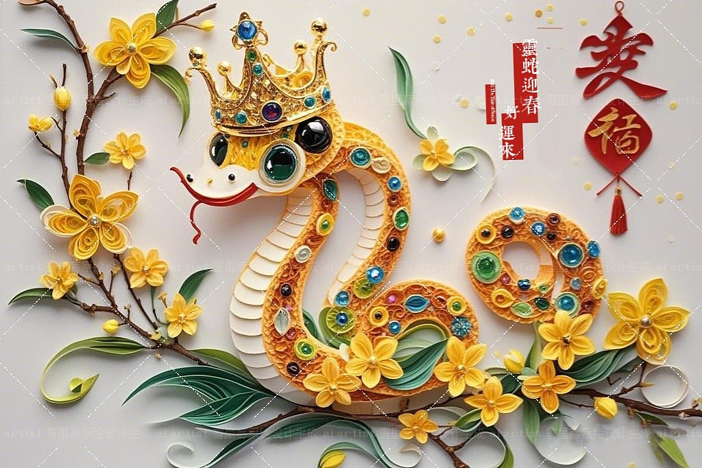 2025蛇年新春至新年主题贴纸场景设计(ai衍纸)