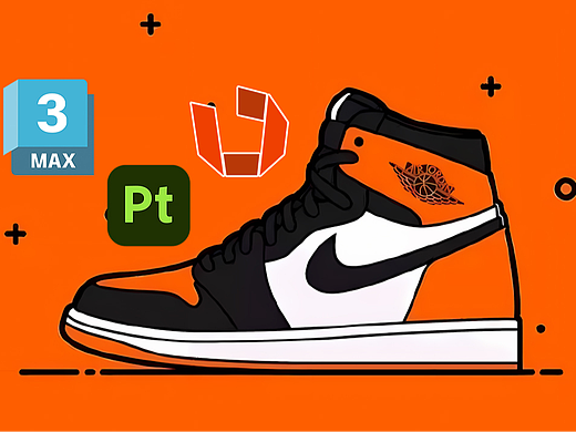 【3dmax建模】NikeAJ1鞋子模型制作教程。模型+UV+贴图