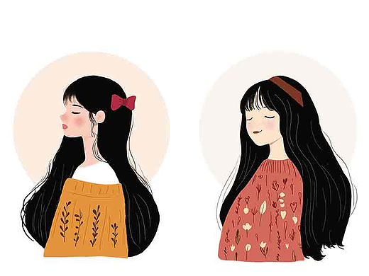 文艺小清新风板绘插画小女孩