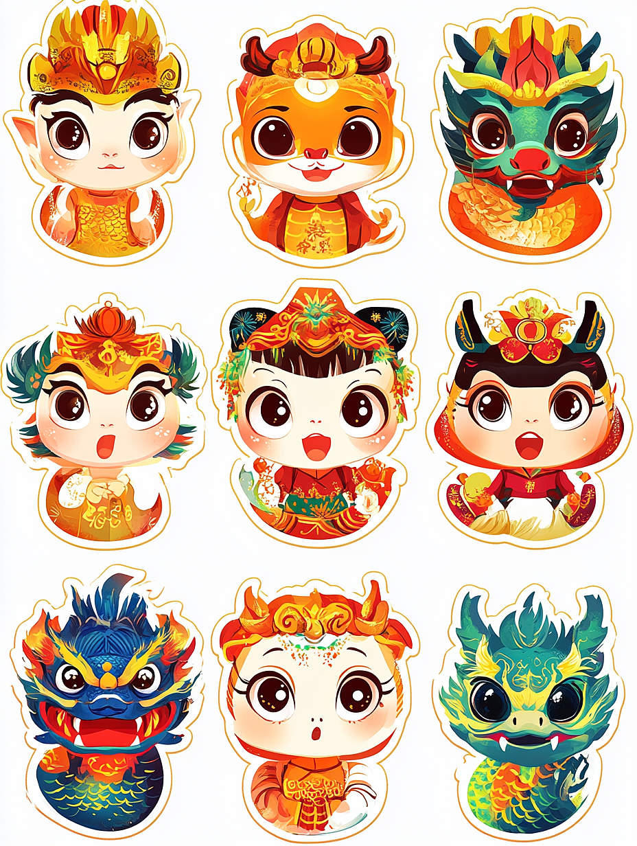 2025蛇年新年至——新年主题贴纸（图ZMzgzNDg5MDMy） - AI作品 - 站酷设计师雪里莓工作室原创素材 - 站酷ZCOOL