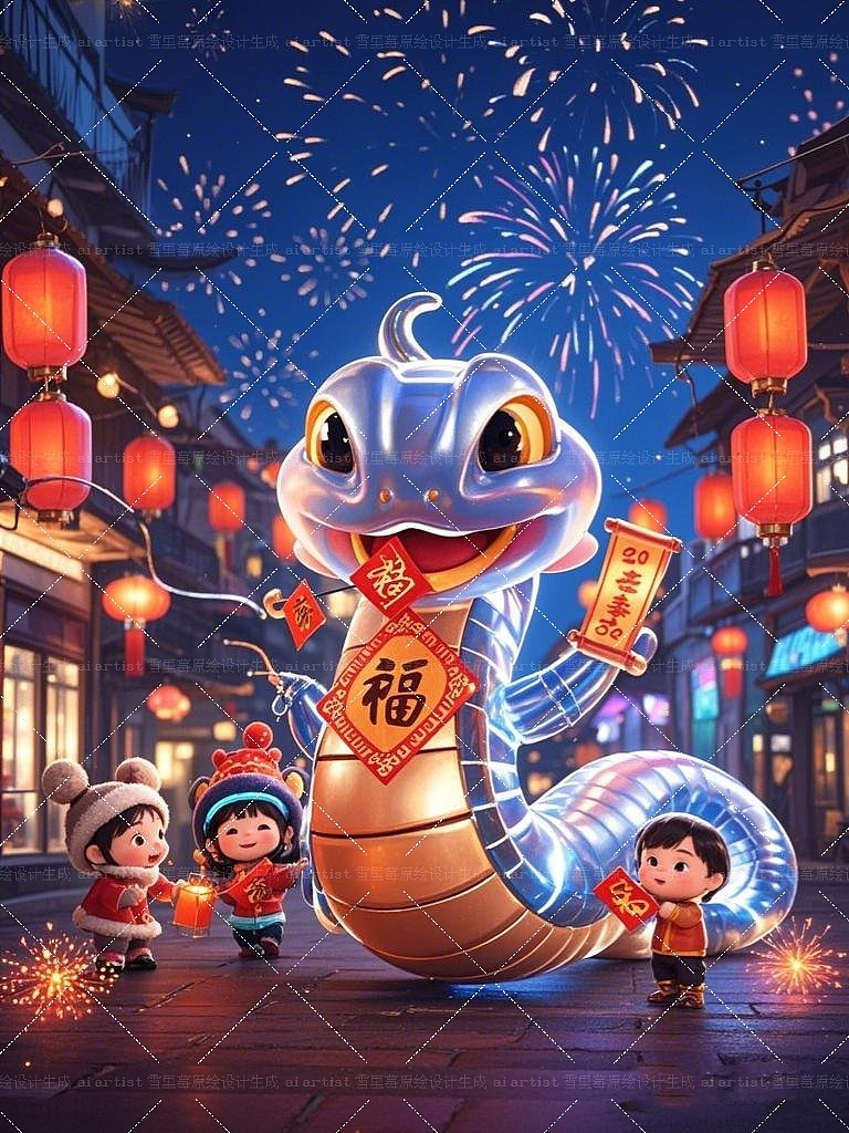 2025蛇年新春至新年主题场景贴纸插画图案3D设计（图ZMzgzNDg5MTA4） - AI作品 - 站酷设计师雪里莓工作室原创素材 - 站酷ZCOOL