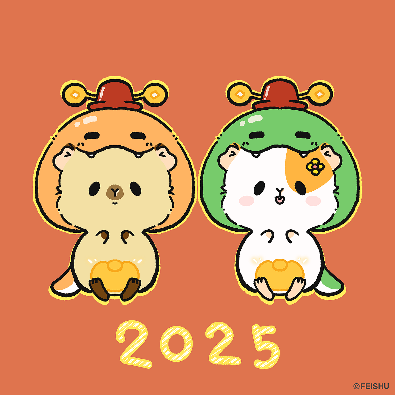 新年喜洋洋！豚鼠旺旺旺！（图ZMzgzNDg5NjE2） - 儿童插画 - 站酷设计师苦瓜小耗子原创素材 - 站酷ZCOOL
