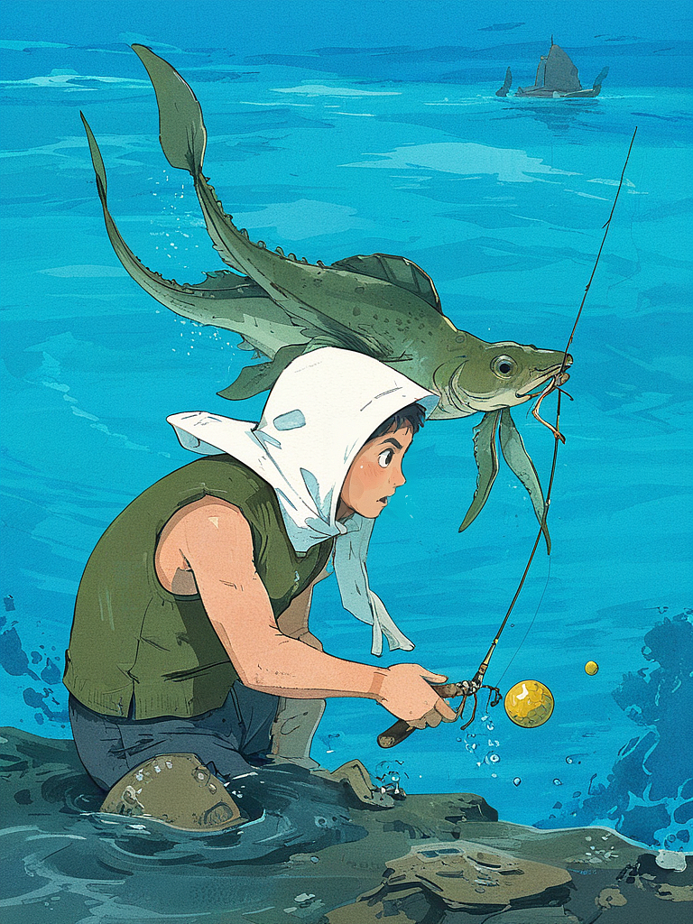 捕鱼（图ZMzgzNTA3MjM2） - AI作品 - 站酷设计师海潮如峰原创素材 - 站酷ZCOOL