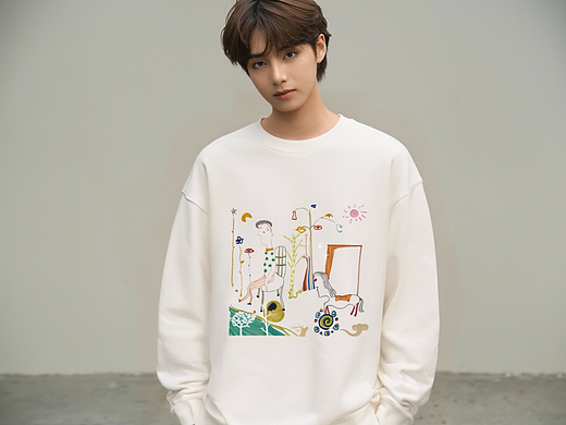 PANRAN设计师品牌/涂鸦系列/有机好棉/圆领套头卫衣