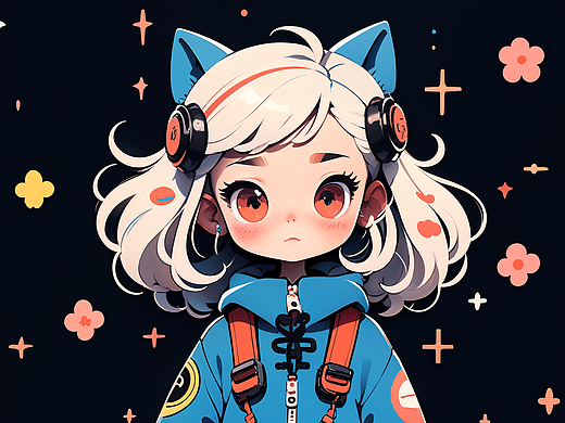 AIGC-涂鸦女孩插画壁纸