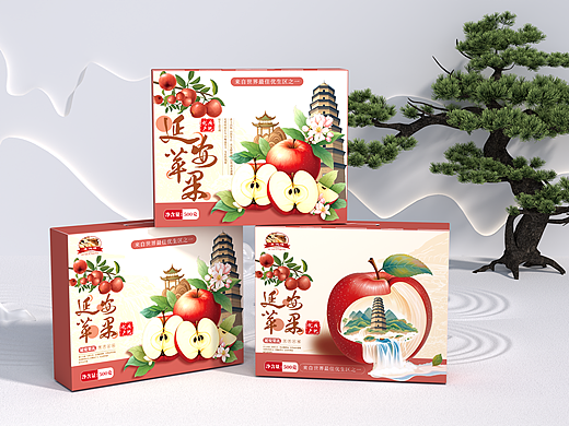 國(guó)禮——延安蘋果（個(gè)人主頁(yè)-ZNzExNjk1NjQ=） - 包裝 - 站酷設(shè)計(jì)師煙雨江南流年原創(chuàng)素材 - 站酷ZCOOL