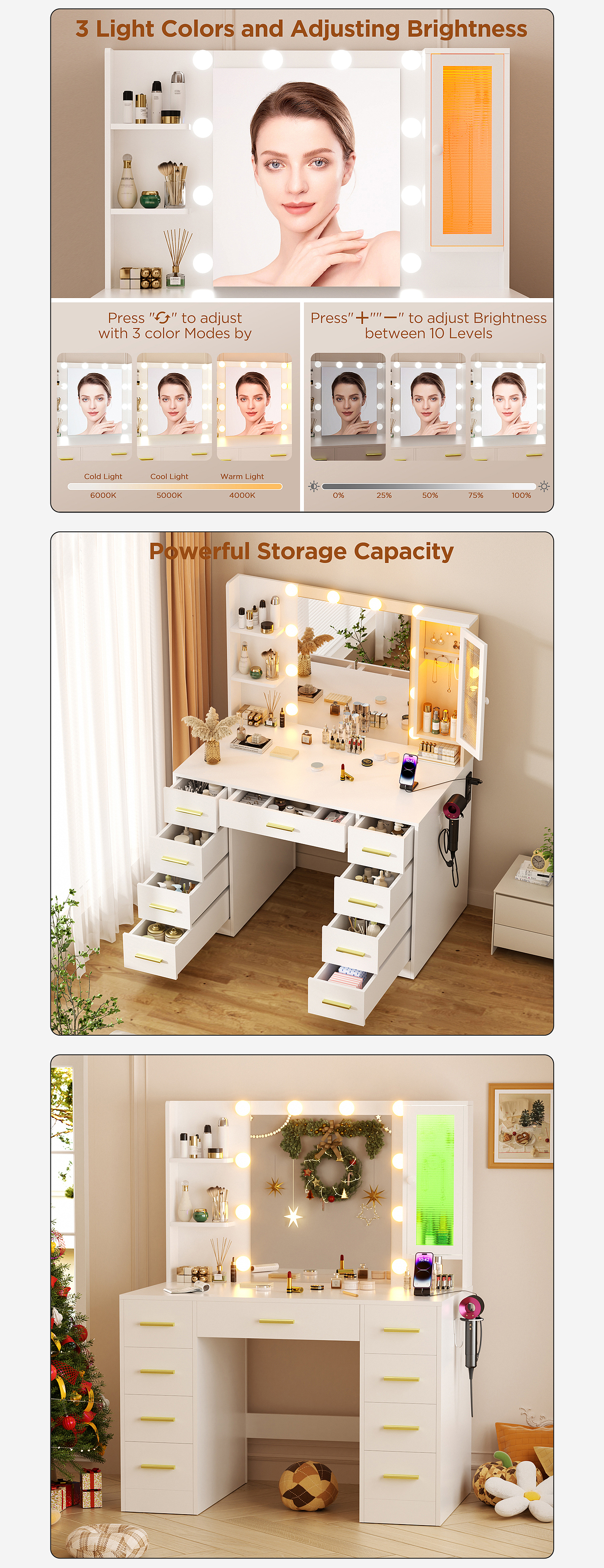 亚马逊家具梳妆台建模渲染主图A+设计