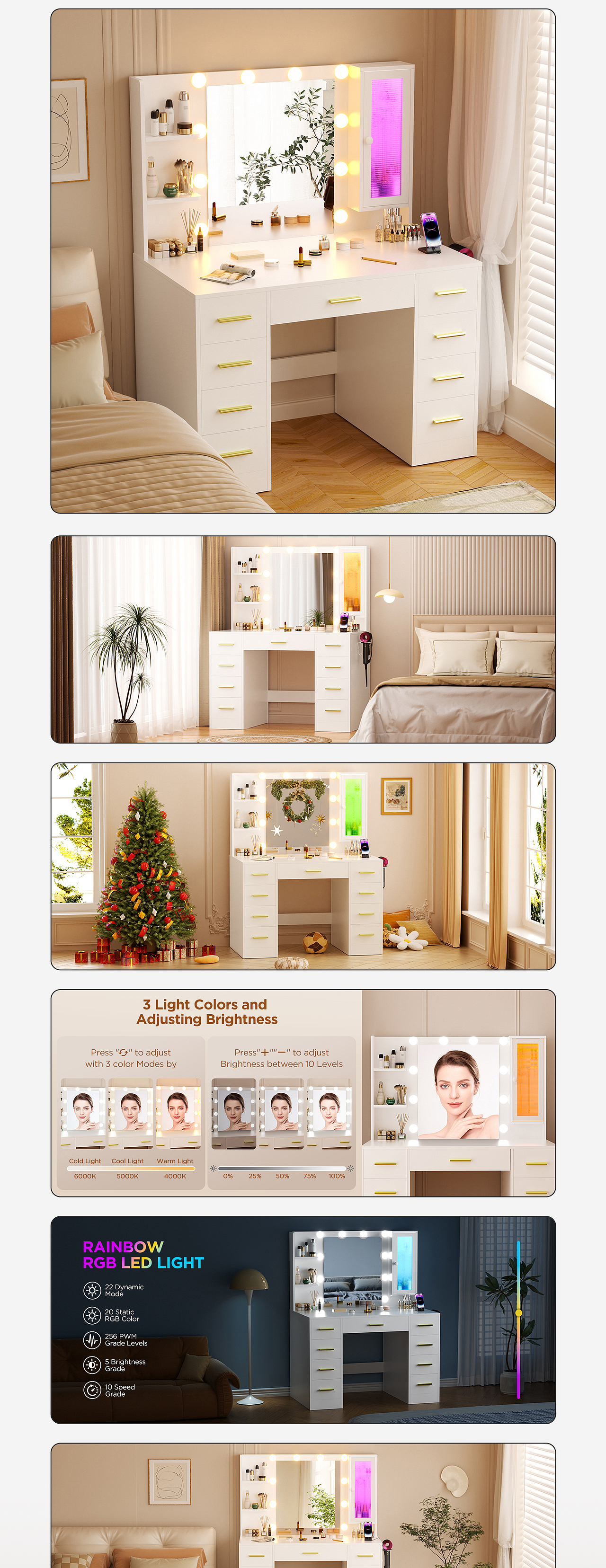 亚马逊家具梳妆台建模渲染主图A+设计