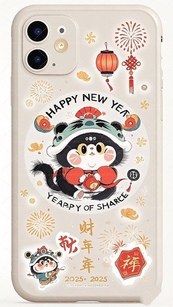 Hello,2025蛇年快乐!贴纸/插画图案设计