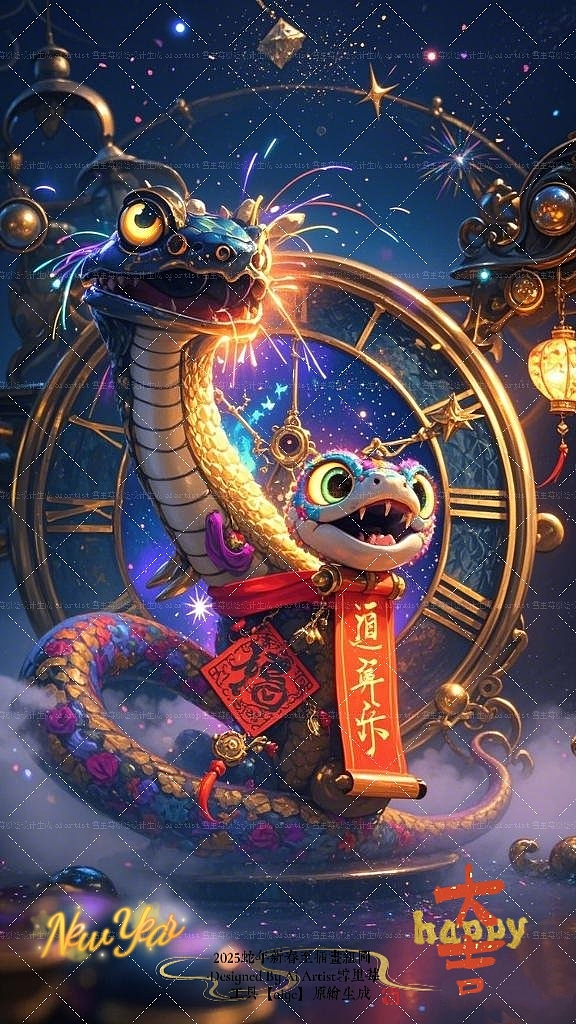 2025蛇年新春至-倒计时组图贴纸插画场景设计ai（图ZMzgzNTY2MDQ4） - AI作品 - 站酷设计师雪里莓工作室原创素材 - 站酷ZCOOL