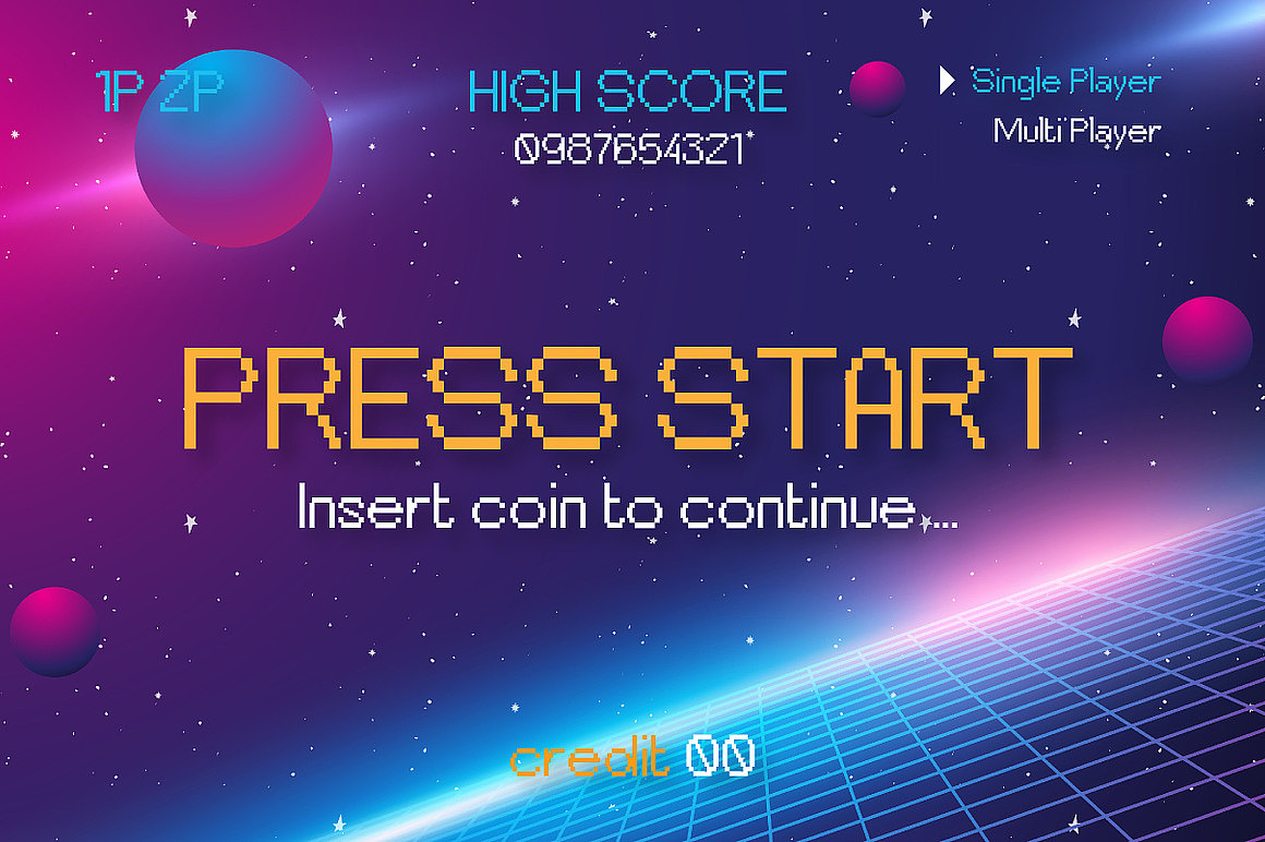 潮流复古怀旧Y2K像素马赛克电子游戏海报标题英文字体